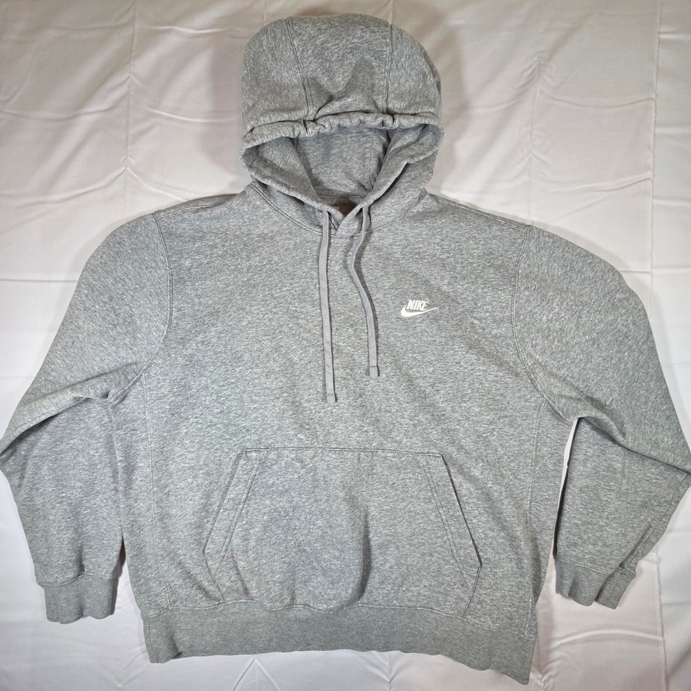 Nike Sportswear Club Fleece Hoodie Mens Large Gray Pullover BV2654-063